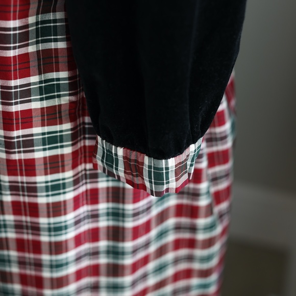 Strasburg Dress Black Velvet Silk Plaid Special Occasion Size 8/10 - Picture 5 of 8